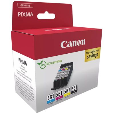 Canon CLI-581 Multipack BK/C/M/Y Original Tinten (2103C007) 4x 5,6ml je 250 Seiten