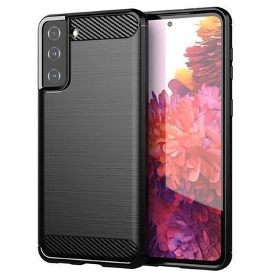 Flexibles Carbon Case Schutzhülle für Samsung Galaxy S21+ 5G, Schwarz