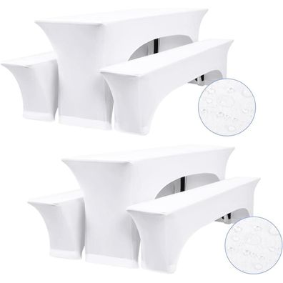Ymhpride 6er-Set Weiße Biertischhussen 220x50x70 cm Wasserdicht