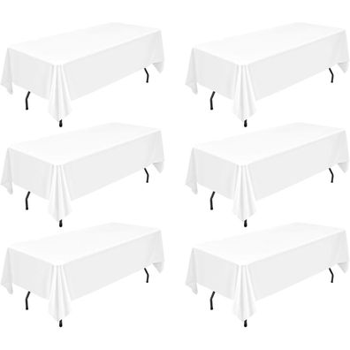 6er Pack weiße rechteckige Polyester-Tischdecken 60x102 Zoll für 6 Ft Tische