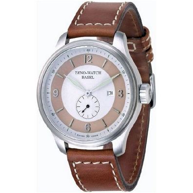 Zeno-Watch - Armbanduhr - Herren - Chrono - OS retro brown on white - 8595-6-i2-6