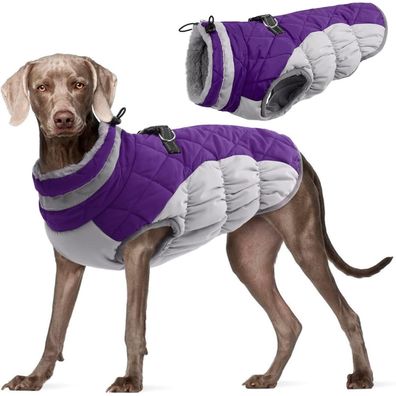 Kuoser Wasserdicht Hundemantel Winterjacke für Kleine Große Hunde XL Lila