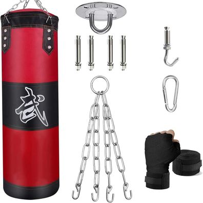 Boxsack Set 100cm Heavy Duty Punching Bag Boxing Bag Rot Ungefüllt