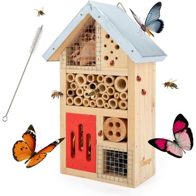 Insektenhotel Naturholz Garten Marienkäfer Florfliegen Schmetterling Biene Käfer