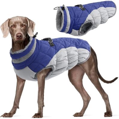 Wasserdichter Hundemantel Winterjacke Fleece Reflektierend 3XL Blau