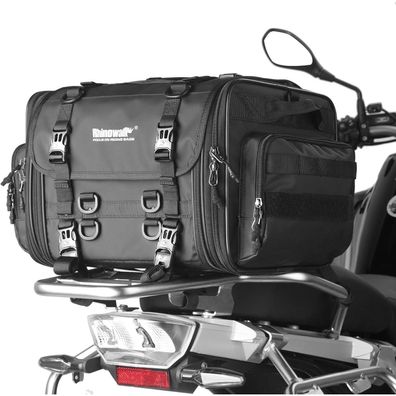 Motorrad Sitztasche 33-45L Wasserdicht Rücksitztasche Gepäcktasche Schwarz