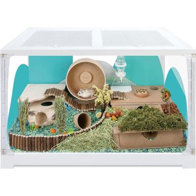 Niteangel Hamsterkäfig Stapelbarer Glasbehälter für kleine Haustiere