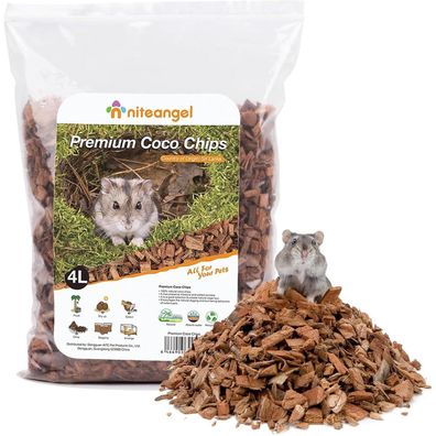 Niteangel Kokosnuss-Hamster-Einstreu 4l für Zwerghamster Mäuse Degus