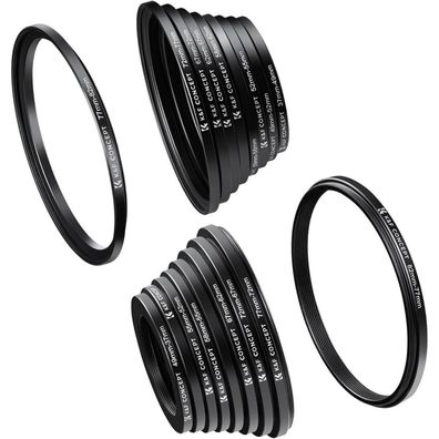18tlg. K&F Concept Filteradapter Set Ringe für Kamera Objektiv Canon Nikon Sony