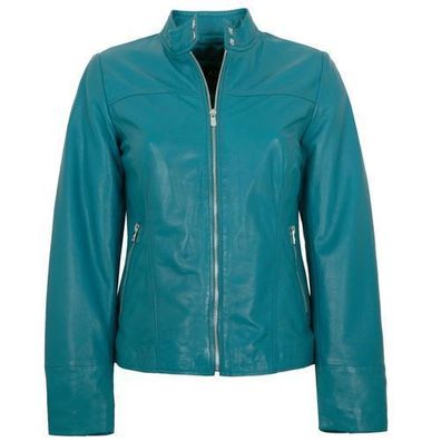 Jilani Collection - Damen Lederjacke Lammnappa ocean blau