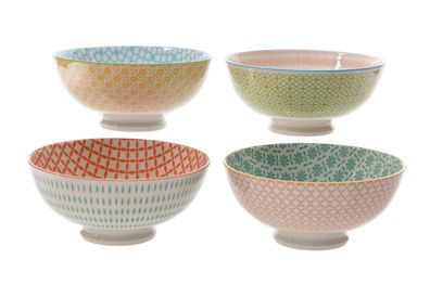 Schüssel Porzellan 4 sort grün blau rot gelb Ø.12cm H.6cm Stückpreis