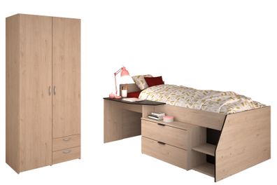 Kinderzimmer-Set 2-tlg. Parisot Milky 22 Holzdekor Weiß/Grau