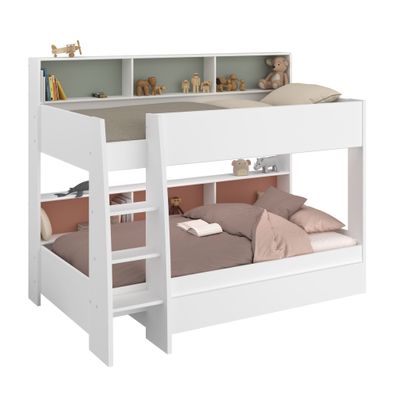 Etagenbett Parisot Leo 11 mit Bettschublade 90x200 Holzdekor Weiß