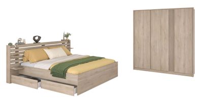 Schlafzimmer-Set 3-tlg. Parisot Escale 24 Holzdekor Japanische Eiche