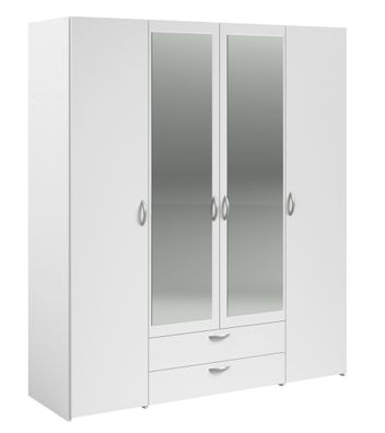 Kleiderschrank 4-trg. mit Spiegel Parisot Daily 3 Holzdekor Weiß