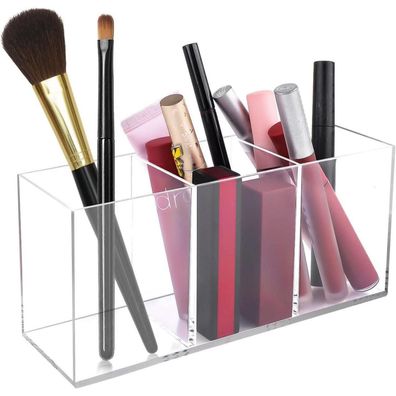 Acrylic Pinselhalter 3 Fächern Make Up Organizer Klarer Schminktisch Organizer