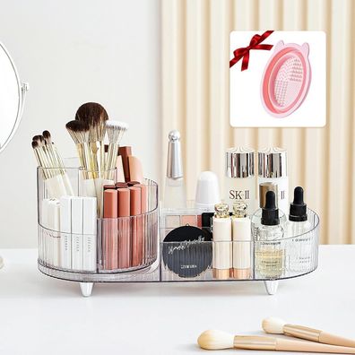 Make up und Kosmetik Organizer 2-in-1 Drehbarer Aufbewahrung Kristallklar