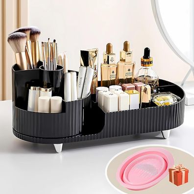 Make up Organizer 2-in-1 Drehbarer Kosmetik Aufbewahrung Schwarz