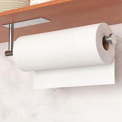 Küchenrollenhalter selbstklebend bohrbar Silber Edelstahl Wandmontage