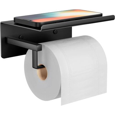 Klopapierhalterung Toilettenpapierhalter Edelstahl Selbstklebend Schwarz Ablage
