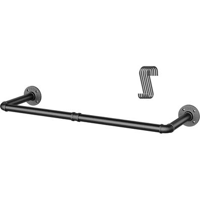OROPY Industrieller Stil Wandmontage Kleiderstange abnehmbare Metall Schwarz