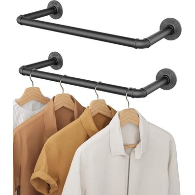 OROPY Industrierohr Kleiderstange 2er Set 49cm Metall Retro Wandmontage