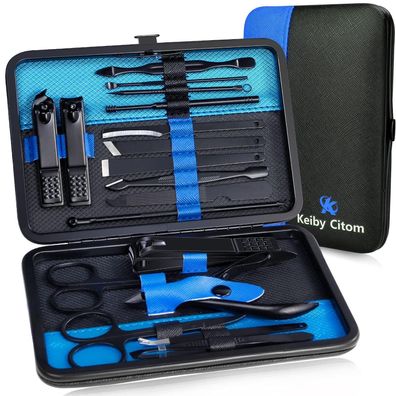 Maniküre Pediküre Set 18-teilig Edelstahl Nagelpflege Werkzeuge Reisen Blau