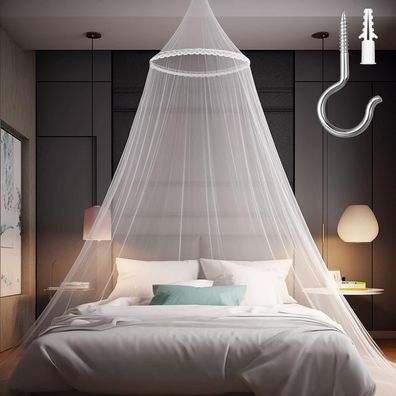 Großes Moskitonetz für Doppelbett Einzelbett Kinderbett mit Spitze & 360° Schutz