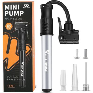 Mini Fahrradpumpe Aluminium Luftpumpe alle Ventile MTB Rennrad Ballpumpe