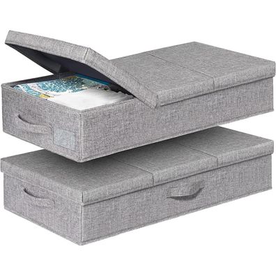 Faltbare Unterbett Aufbewahrungsbox 2 Stück 15cm Hoch Grau - JUPELI