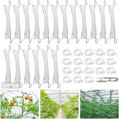 Tomatenhaken mit Schnur Metall Pflanzenschnalle 18er Set 15m Seil