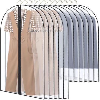 12x GoMaihe Kleidersack Anzug 60x120cm Transparent Schwarz Mehrweg