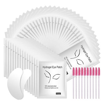 URAGT Augenpads 50 Paar Wimpernverlängerung Pads mit 10 Wimpernbürsten Silber