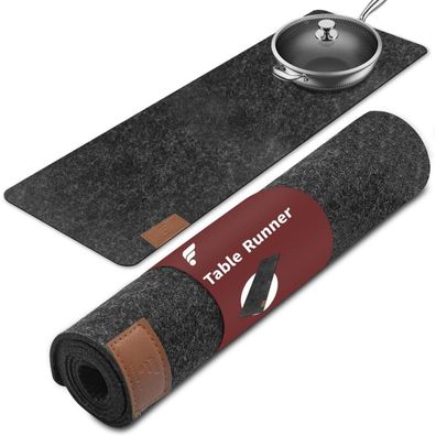 Filz Tischläufer 100x30cm Modern Tischdekoration Abwaschbar Leder Label Schutz