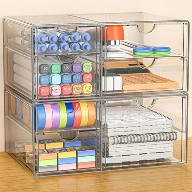 Acryl Schreibtisch Organizer 7 Schubladen Durchsichtig Makeup Kosmetik Organizer