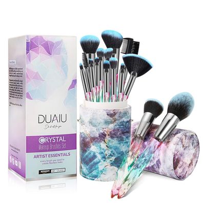 15-teiliges Makeup Pinselset DUAIU Premium Synthetische Borsten Kristallgriff