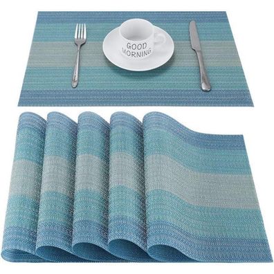 Chaochi Platzset Blau PVC Hitzebeständig 6er Set 30x45cm