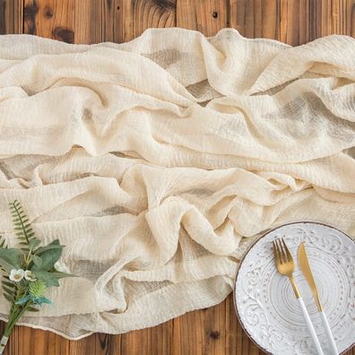 Tischläufer Musselin Stoff Beige Creme 3m Käsetuch Hochzeit 300 x 80cm