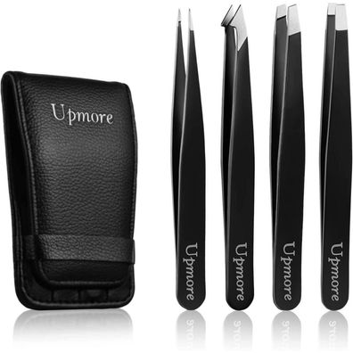 Augenbrauenpinzette Set Edelstahl Schwarz Pinzette 4x Set Splitterpinzette