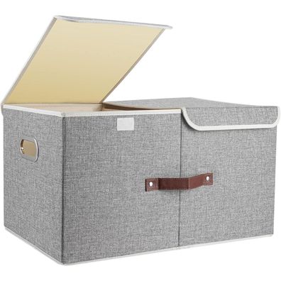 TYEERS Große Aufbewahrungsbox Stoff Faltbar Waschbar 55x33x30cm Grau