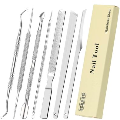 Pediküre-Set 7-teilig Edelstahl für eingewachsene Zehennägel & Nagelreinigung