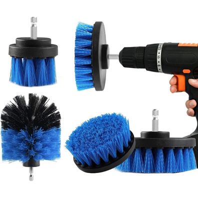 4er Pack BOZKAA Bohrbürste Power Scrubber Reinigungsbürsten Set Blau Gelb