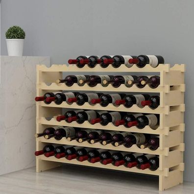 Weinregal Flaschenständer Holzregal 6 Ebenen für 60 Flaschen 110x30x80.5 cm