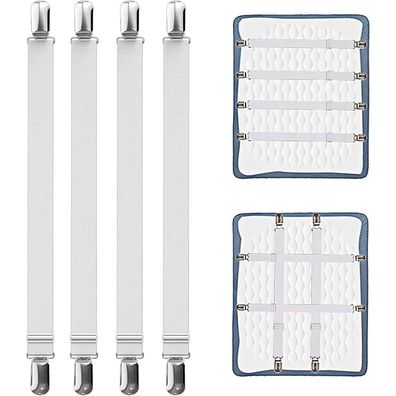 Verstellbare Bettlakenspanner 4er Set 55-250cm, Elastische Spanngurte mit
