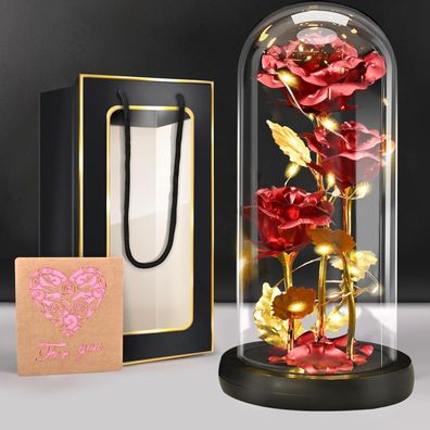 BoriYa Ewige Rose im Glas LED Muttertagsgeschenk Geburtstag Frau Freundin