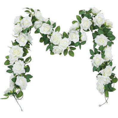 Künstliche Blumengirlande Hochzeit Weiß 3 Stück Rose Girlande 6m