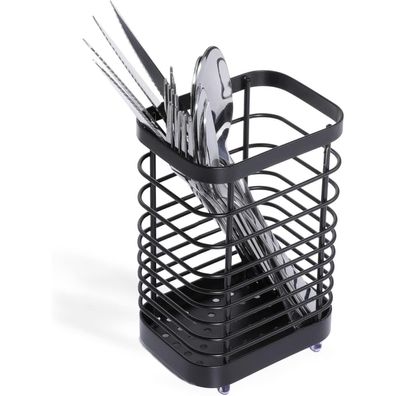 Toski Besteckkorb Edelstahl Schwarz Organisator L10 x B7.5 x H15 cm