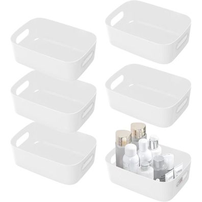 6er Set SHEPIN Aufbewahrungsboxen Kunststoff weiß 24,5cm Organizer Körbe mit