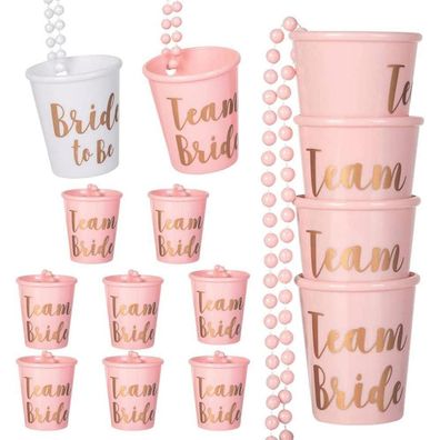 Tuibeidamai Schnapsgläser mit Kette JGA Becher 14er Set Team Braut Party Cups