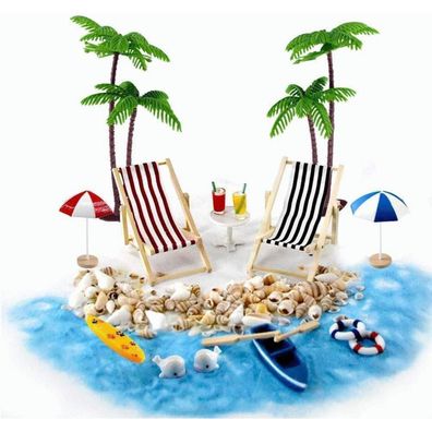 Gallop Chic Strand Miniatur-Set 16 Stück DIY Deko Zen Garten Ornament Palm